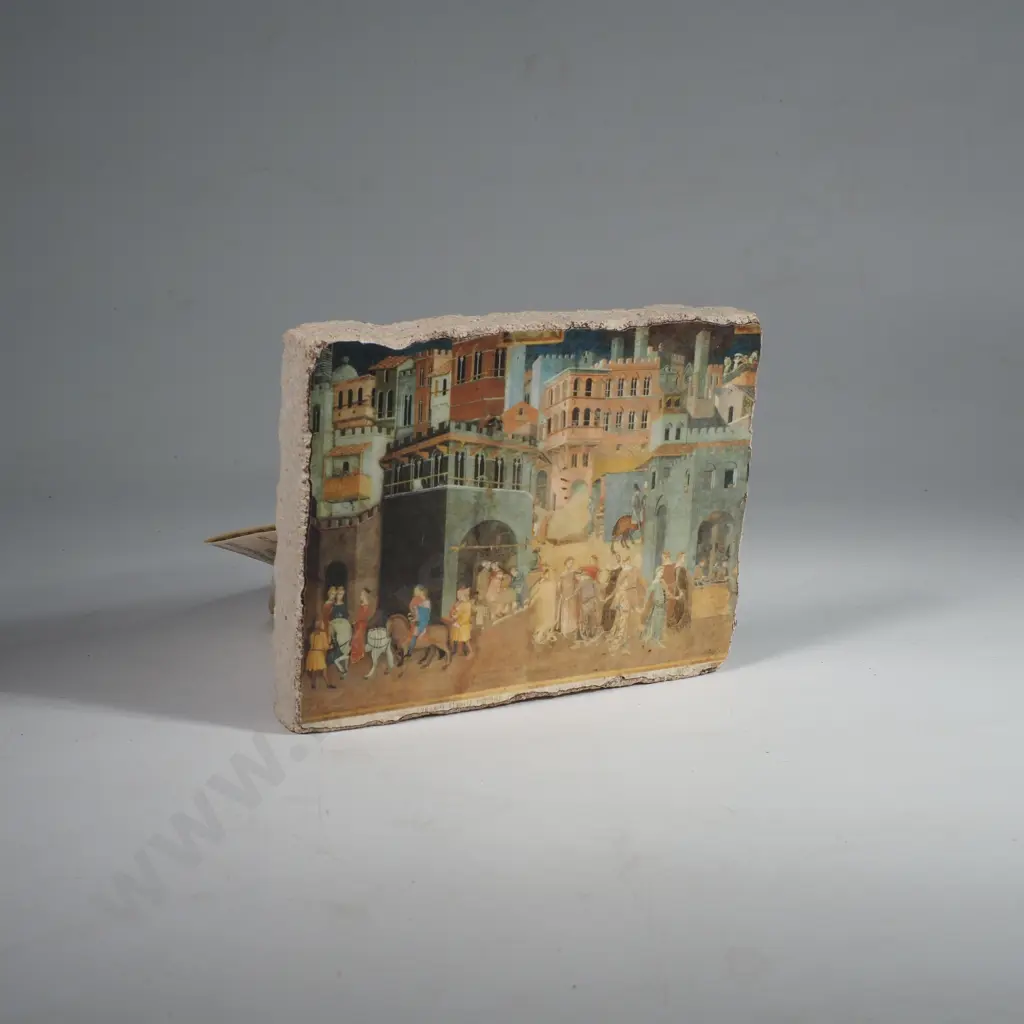 Small Print of a Medieval Street Scene from a Fresco Cycle by Giotto on Stone Produced by Bottega Artigiana Tifernate Image 1++