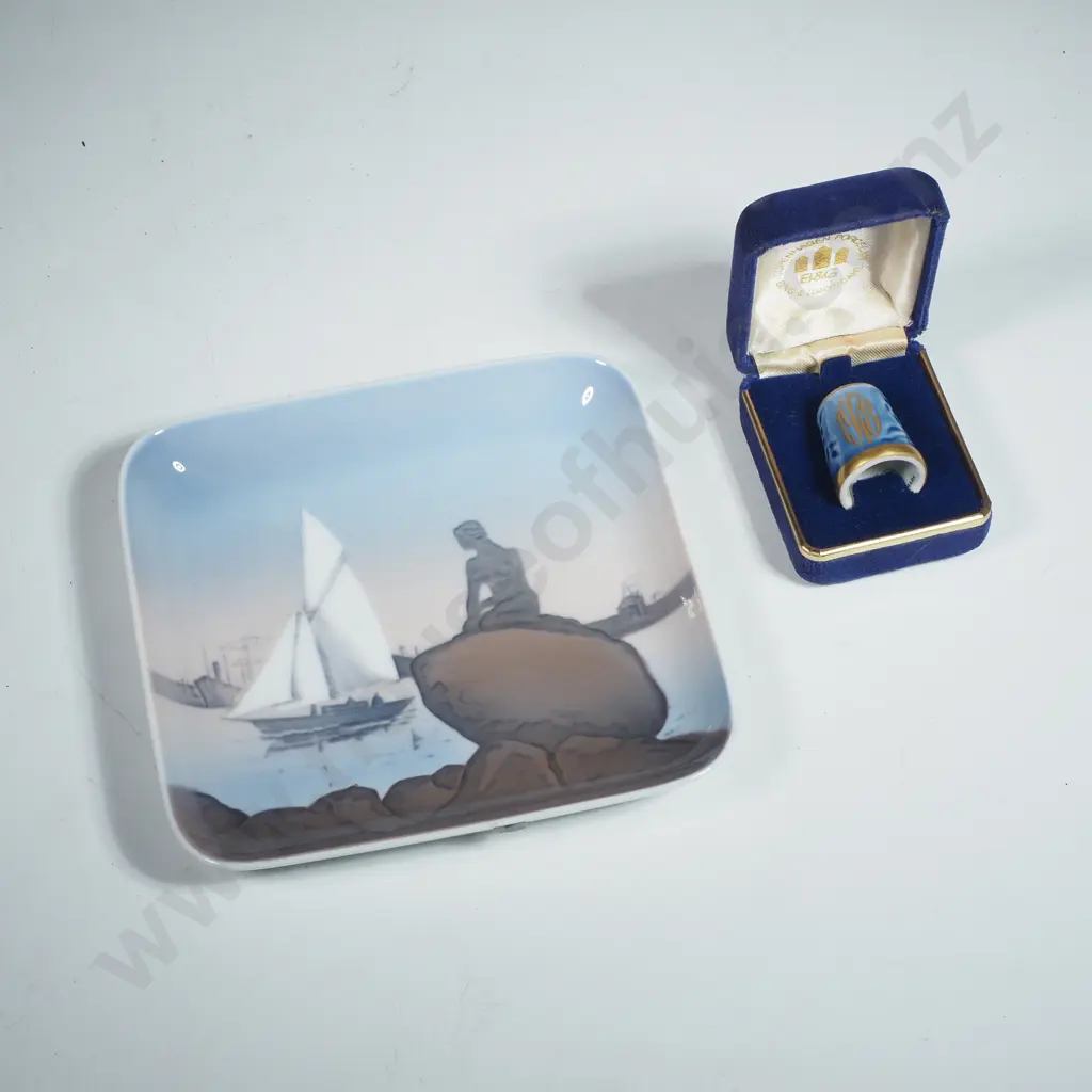 Bing & Grondahl Danish Little Mermaid Dish & Thimble Image 1++