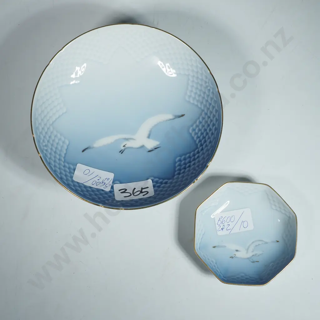 Vintage Bing & Grondahl Porcelain Footed Bowl & Pin Dish 'Sea Gull' Pattern Image 1++