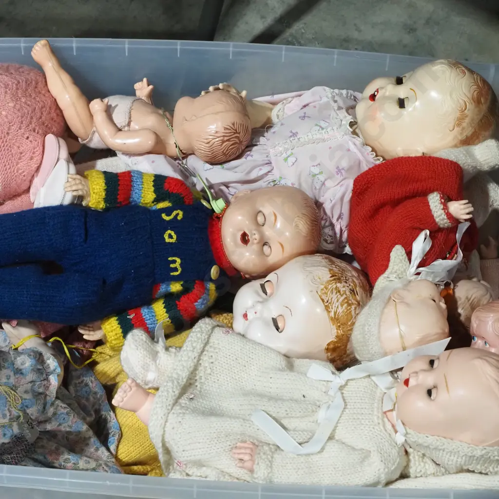 Box of Vintage Baby Dolls Image 1++