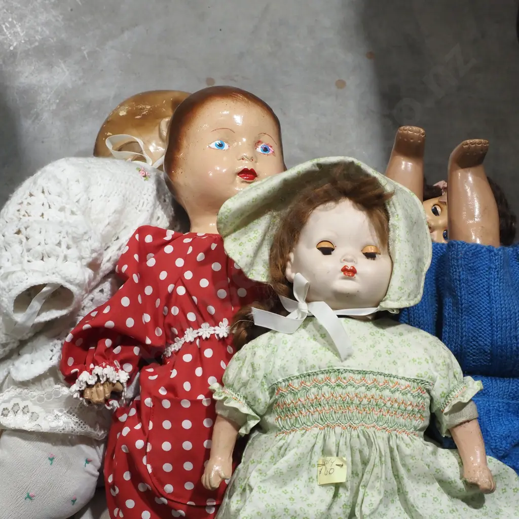 Box of Dolls w Composite Limbs & Head  & w Cloth Bodies Image 1++