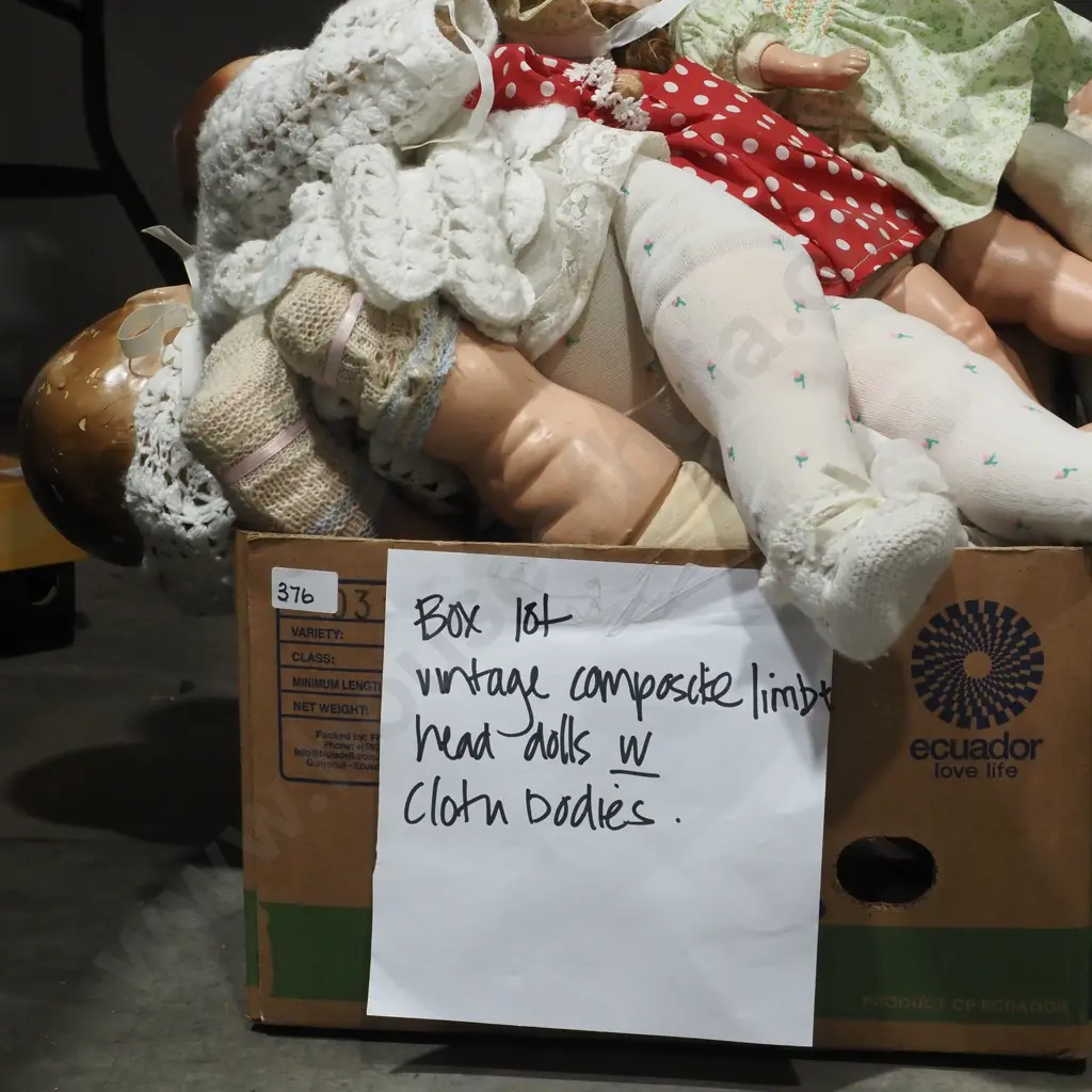 Box of Dolls w Composite Limbs & Head  & w Cloth Bodies Image 1++