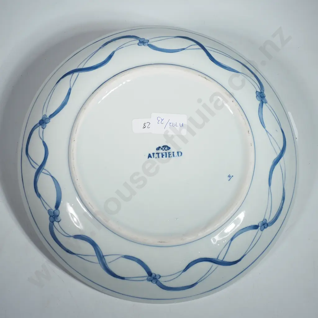 Blue & White Porcelain Plate w Central Motif Depicting Blue & White China Vessels Image 1++