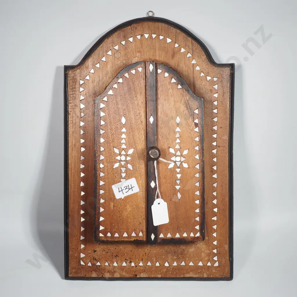 Vintage Moroccan Style Decorative Wall Mirror w Inlaid Abalone Image 1++