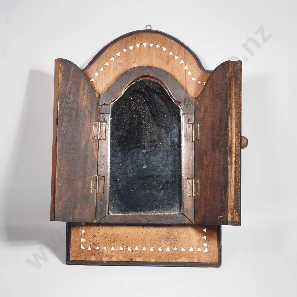 Vintage Moroccan Style Decorative Wall Mirror w Inlaid Abalone Image 1++