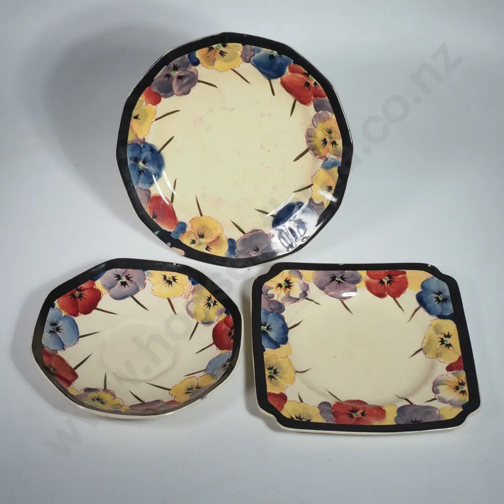 Royal Doulton Pansy Pattern Side Plates & a Saucer - all a/f Image 1++