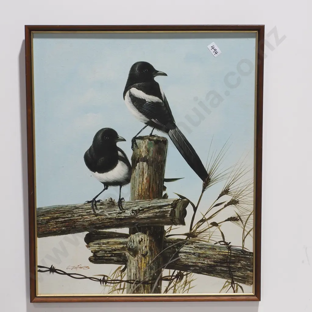 C Jaffares - Bird on Fence, Oil on Board Image 1++