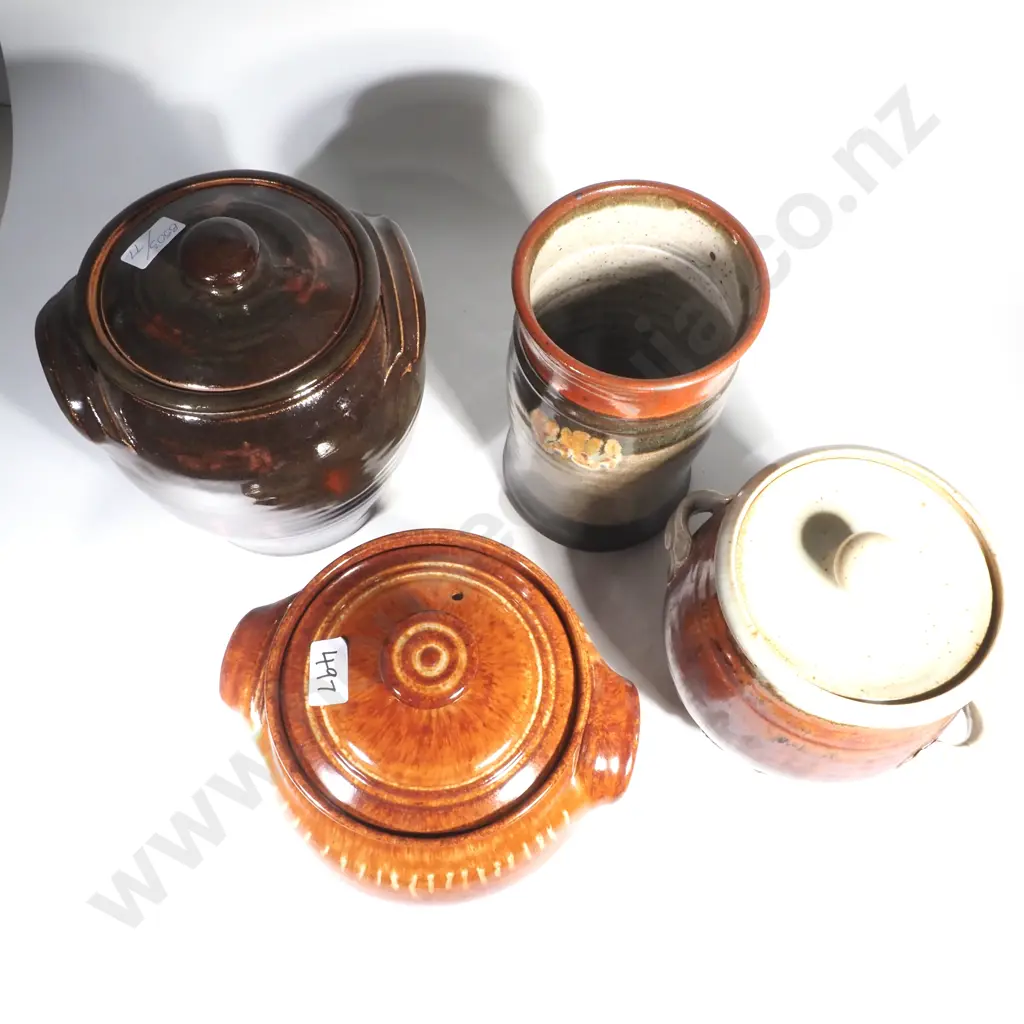 Assorted NZ Pottery Lidded Crocks / Casserole - Victor Middlemiss etc Image 1++