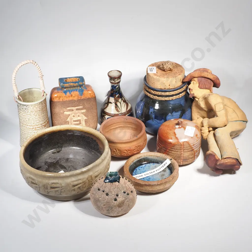 Assorted NZ Stoneware Studio Pottery including Lawson Fraser Image 1++