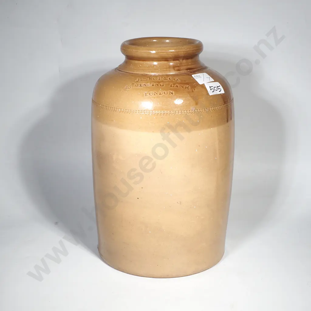 Vintage Stoneware Two Tone Crock - Jessop & Co, London Image 1++