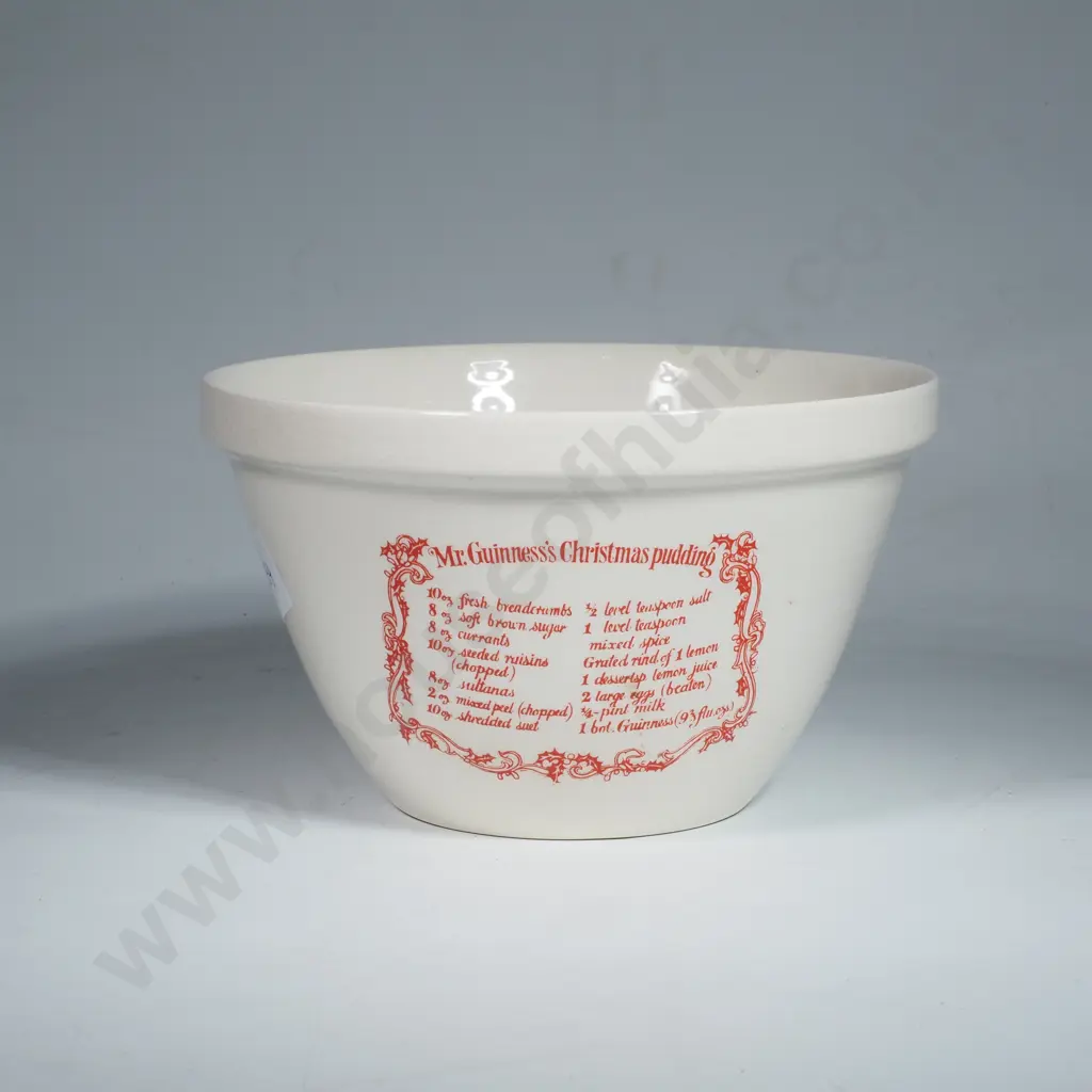 Mr Guinness Christmas Pudding Bowl Made by Carlton Ware w Recipe Verso Image 1++