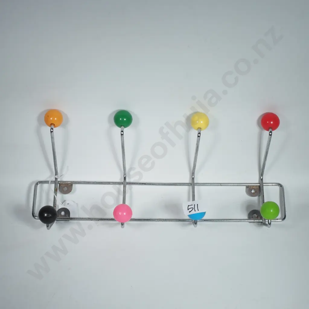 Colourful Wall Mounted Sputnik Style Coat Rack w Spherical Ball Knobs Image 1++