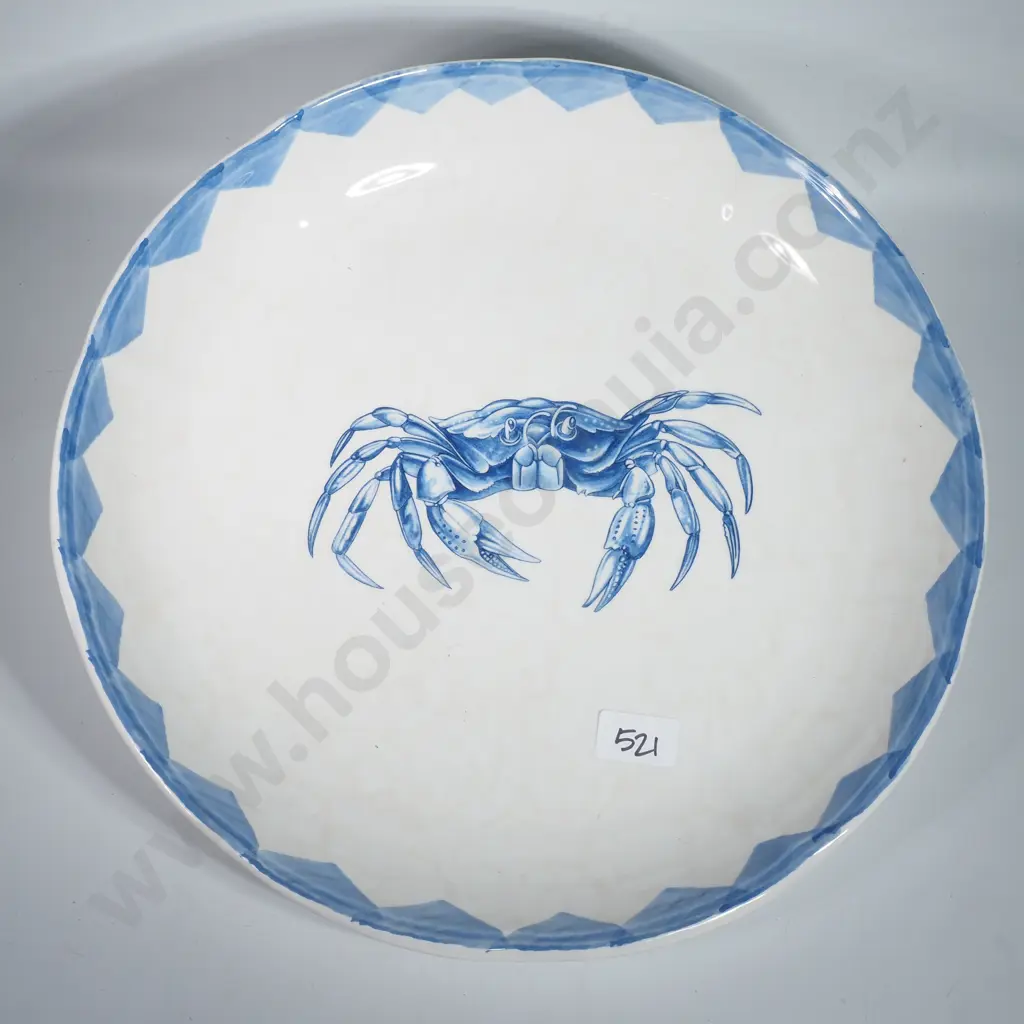 Large Ceramica Du Toro Italian Platter w Central Crab Motif on a White Background Image 1++