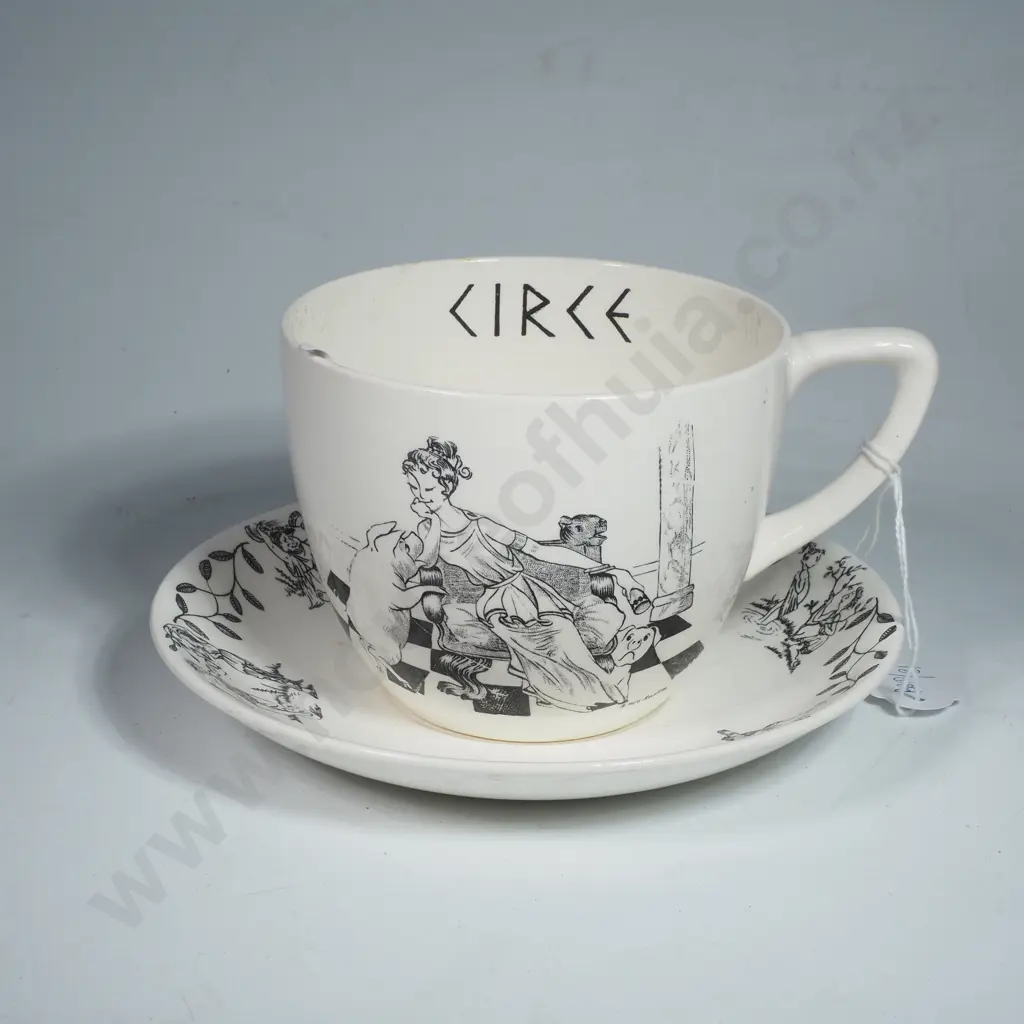 Crown Devon Oversized Cup & Saucer from their Mythological Comedy Series (Kirke/Circe) Image 1++
