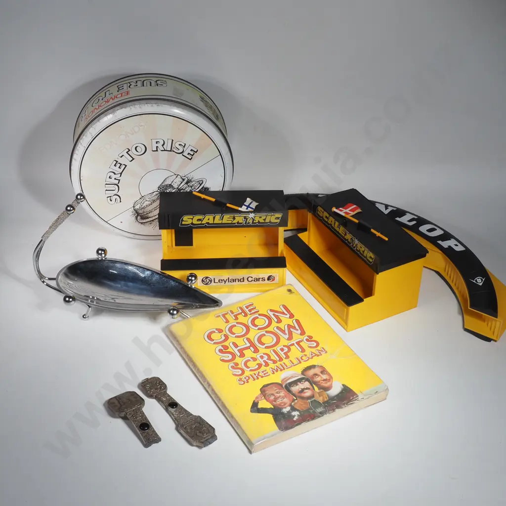 Edmonds Tin, Scalextrics Pieces & Spike Milligan Book Image 1++