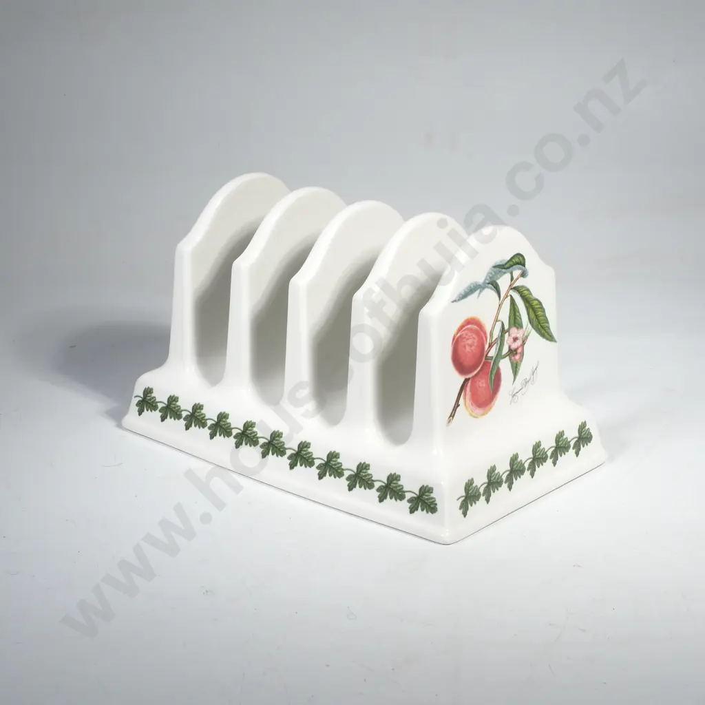 Portmeirion Pomona Toast Rack w a Grimwoods Royal George Peach Illustration & Green Leaf Border Image 1++