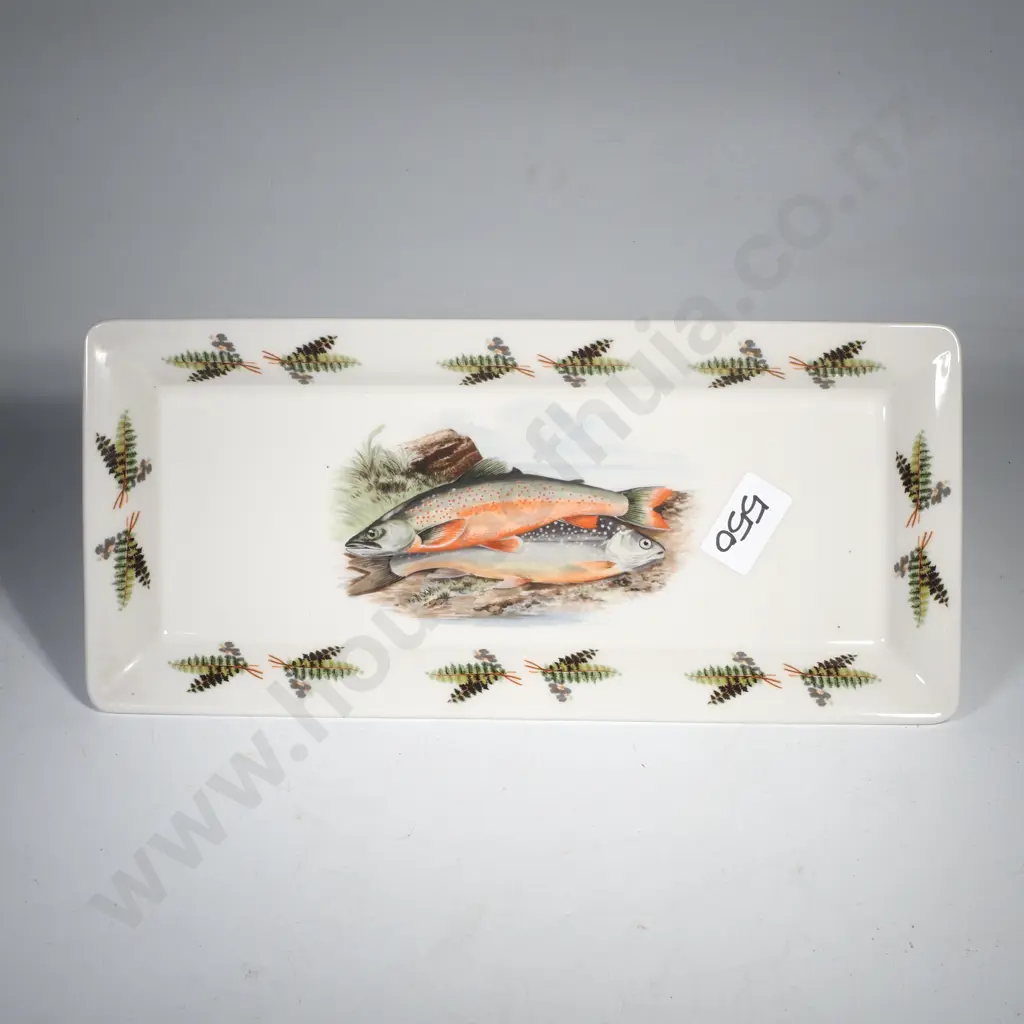 Vintage Portmeirion 'The Compleat Angler' Rectangular Sandwich Tray w an Alpine Char & Torgoch Fish Image 1++