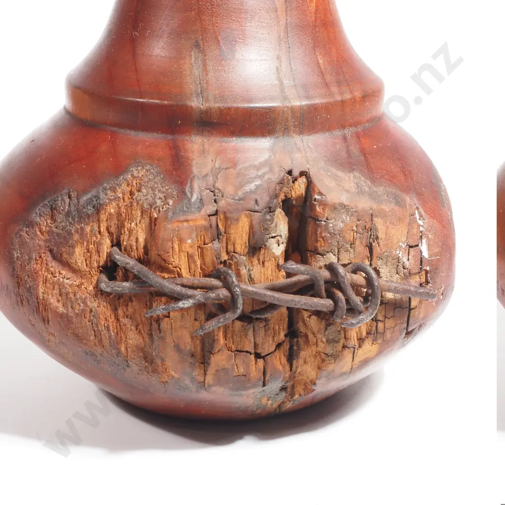 Turned Timber Lidded Trinket Dish & NZ Red Beech Timber Bud Vase Image 1++