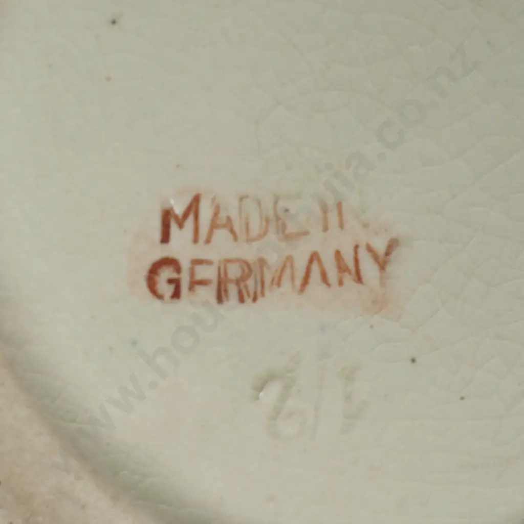 Large German Ceramic Relief Mug w a Hunting Motif & a Bavarian Folk Verse w a Smaller German Stein in Molded Relief Image 1++