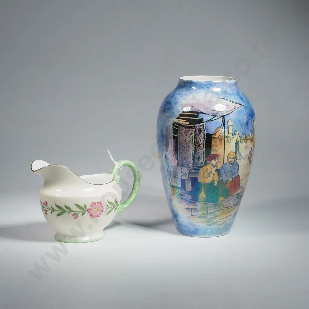 Grimwades Lustre Vase "Gypsies of the East" & Aynsley Milk Jug Image 1++
