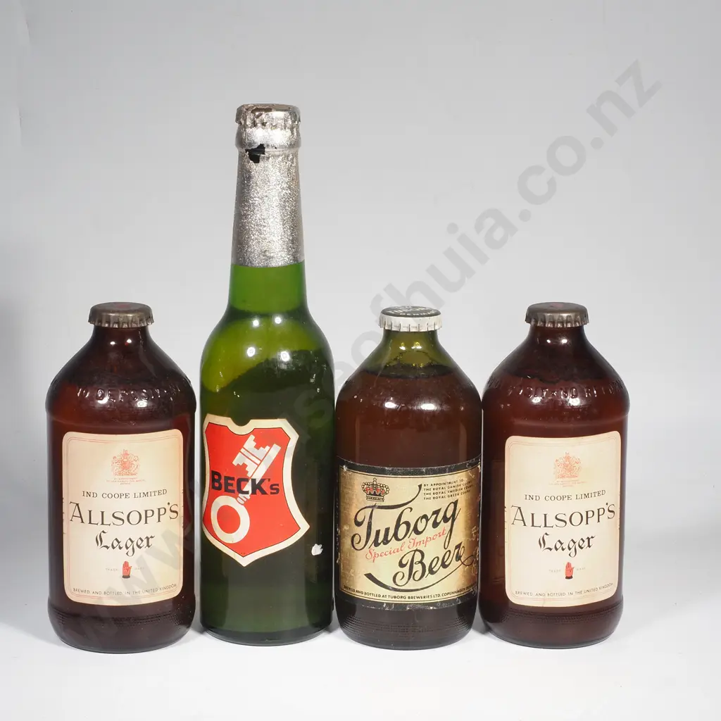 Four Full Vintage Bottles of Beer Image 1++