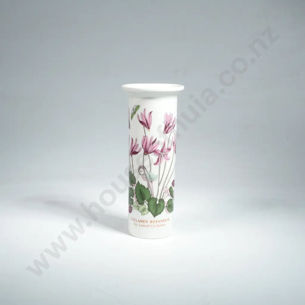 Portmeirion Botanical Garden Cylindrical Bud Vase w Cyclamen Repandum Image 1++