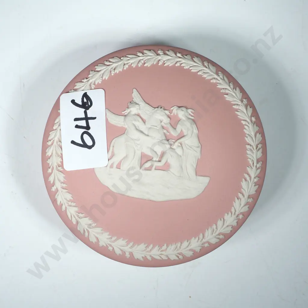 Pink Wedgwood Jasperware Round Trinket Box Image 1++