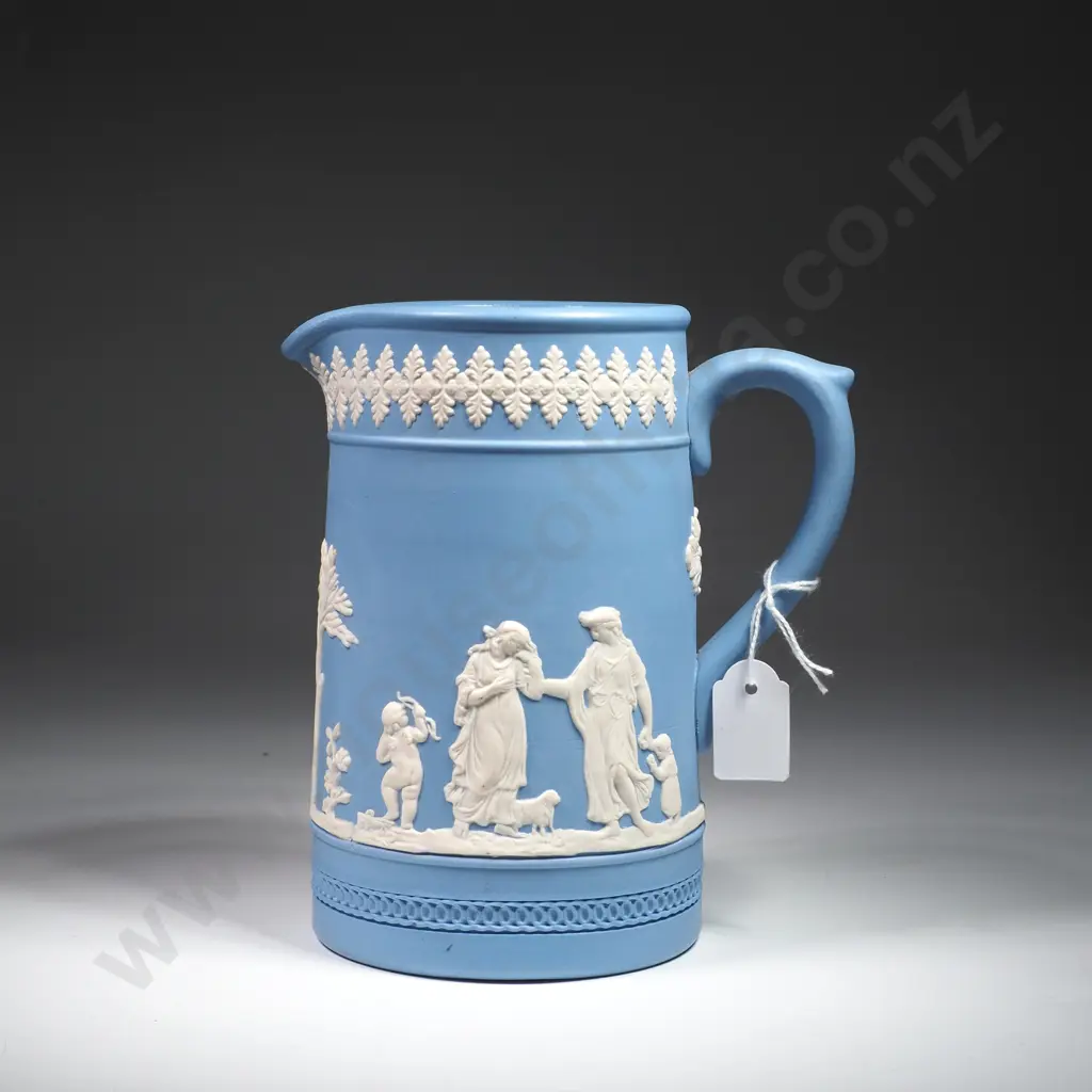 Blue Jasperware Pitcher Produced by Dudson & Hanley Image 1++