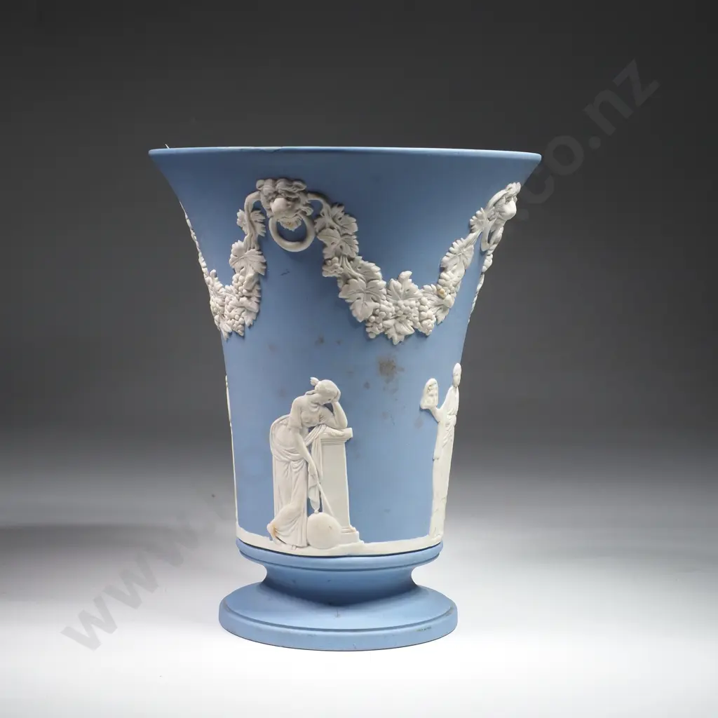 Vintage Blue Wedgwood Jasperware Vase Image 1++