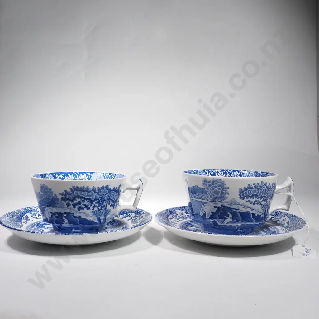 Pair of Copeland 'Spode's Italian' Breakfast Cups & Saucers Image 1++