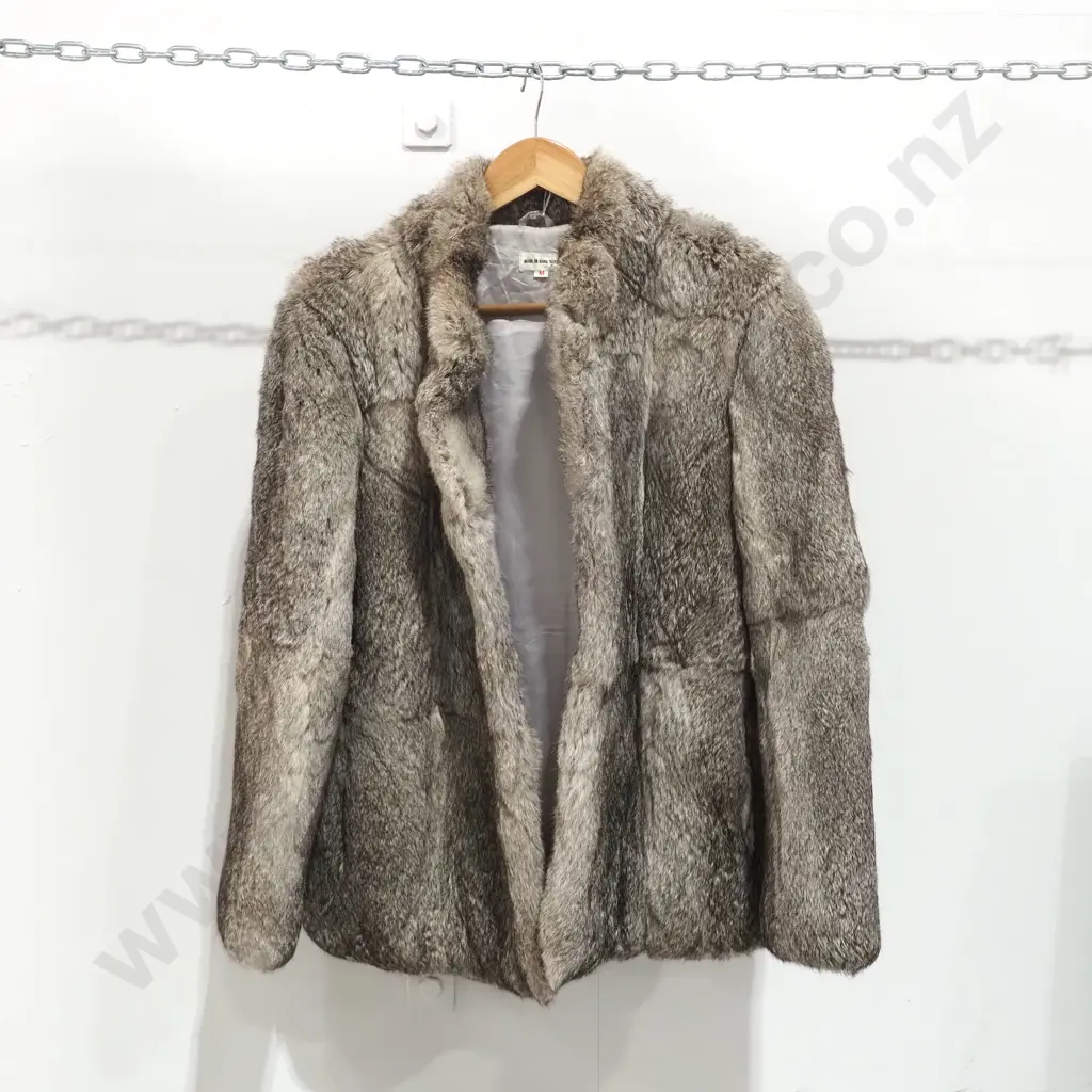 Vintage Grey Rabbit Fur Jacket, Size M Image 1++