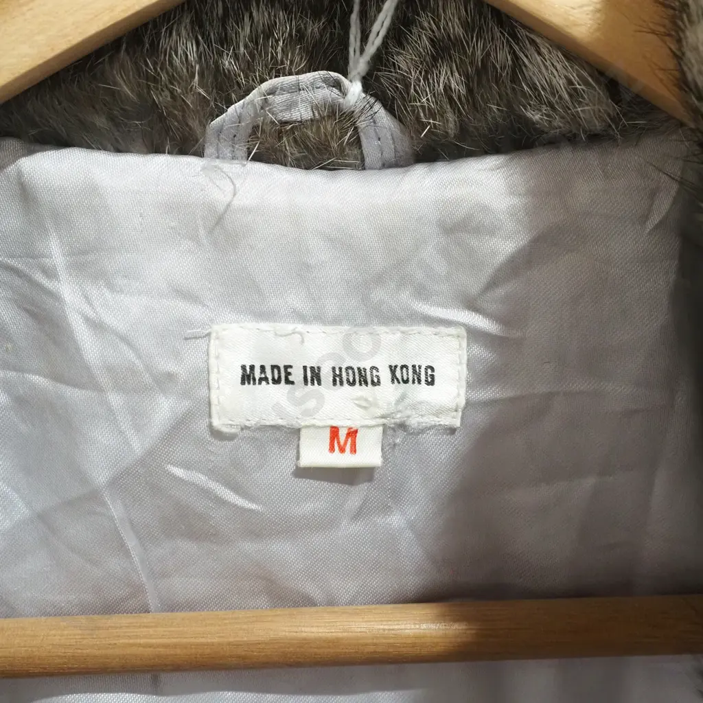 Vintage Grey Rabbit Fur Jacket, Size M Image 1++