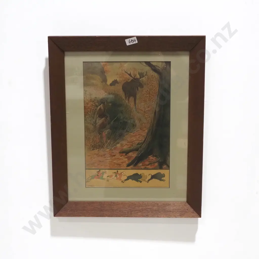Edwin Willard Deming - Hunting a Moose, Print Image 1++