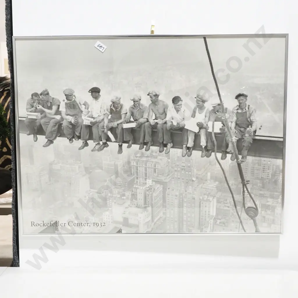Framed Black & White Photograph of the Iconic 1932 'Lunch Atop a Skyscraper by Charles C Ebbets Image 1++