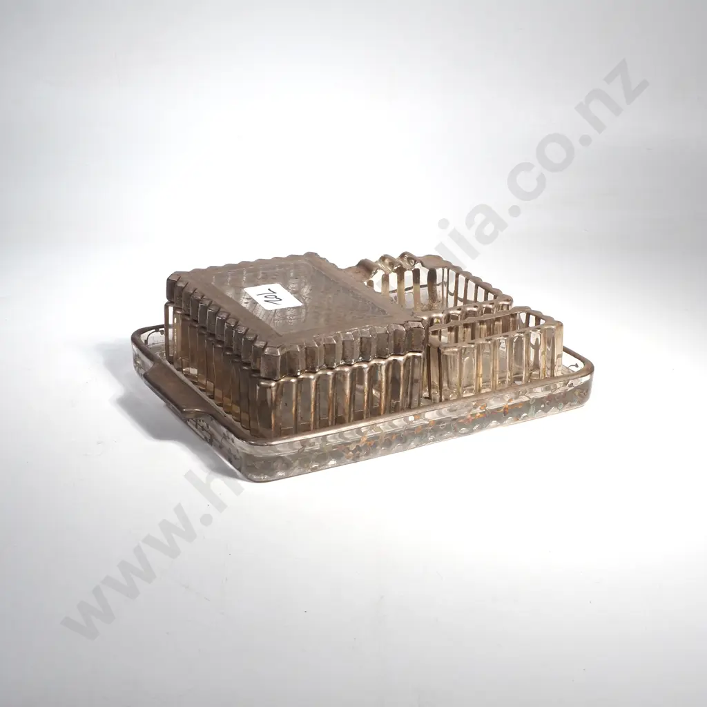 Murano Glass Smoking Set w Silver Decoration on a Tray Image 1++