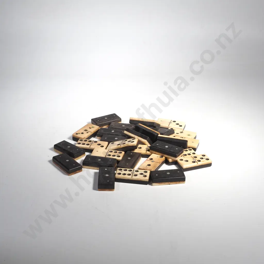 Antique Set of Bone & Ebony Dominoes Image 1++