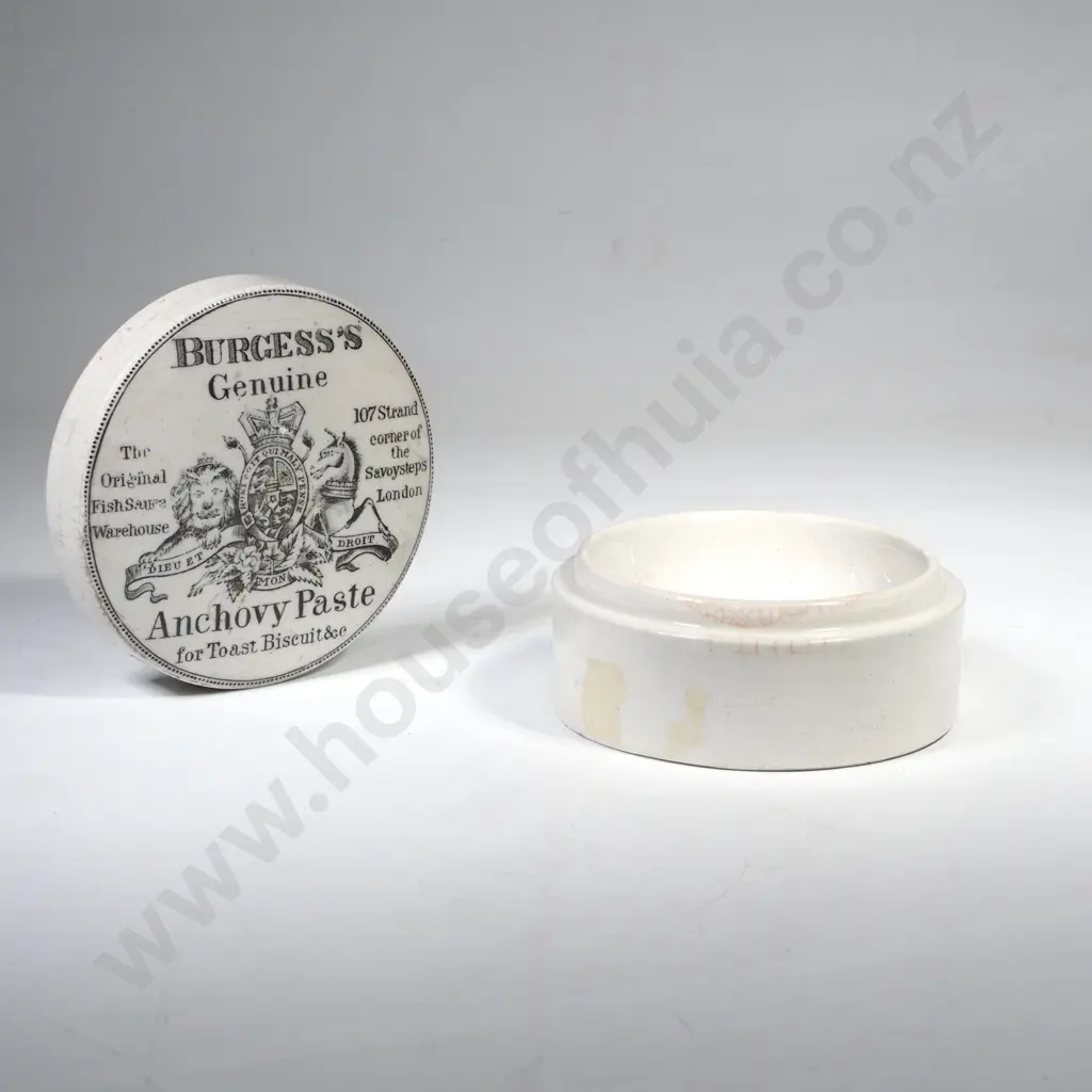 Antique Burgess's Genuine Anchovy Paste Pottery Container Image 1++