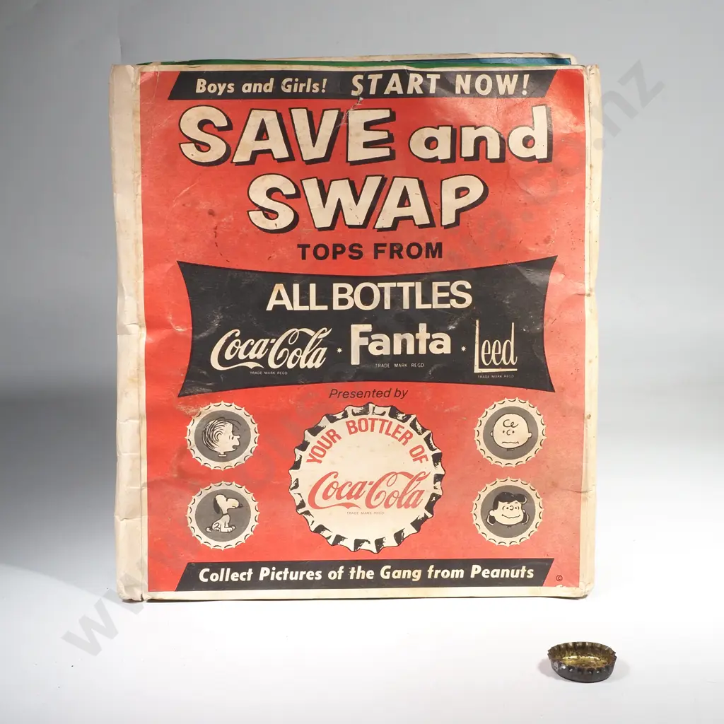 Vintage 'Save and Swap' Promotional Folder w all Collectable Peanuts Bottle Caps Image 1++