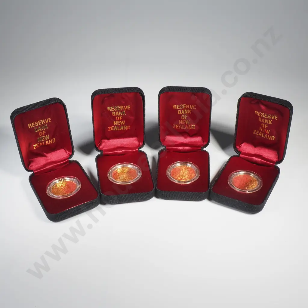 NZ 1995 - 4 Brilliant Uncirculated Ten Dollar coins commemorating the New Zealand Gold Rush Image 1++
