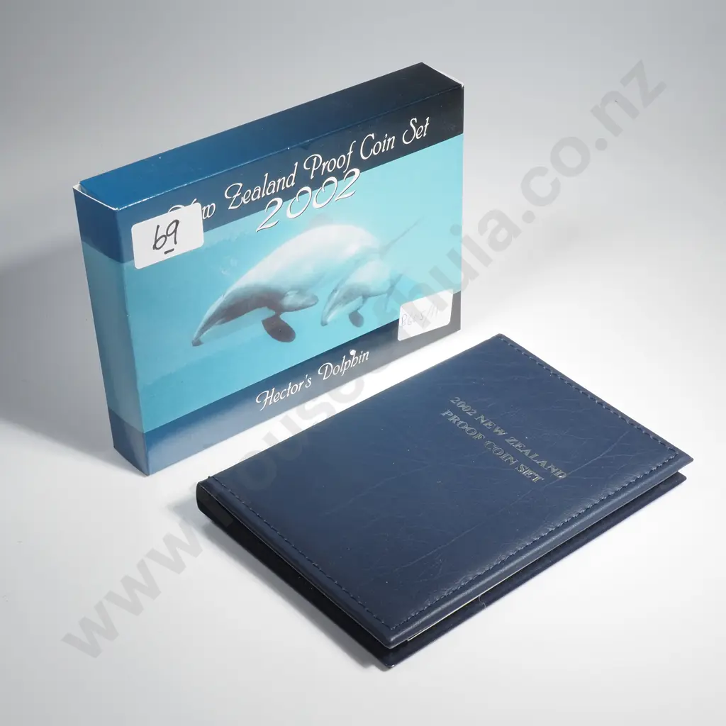 2002 NZ Proof Coin Set w Silver Five Dollar  Image 1++