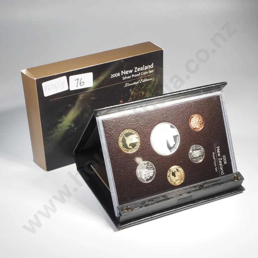 2008 NZ Proof Coin Set w Silver Five Dollar  Image 1++