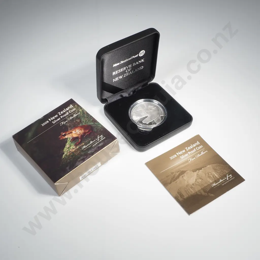 2008 NZ Silver Proof Five Dollar Coin Image 1++