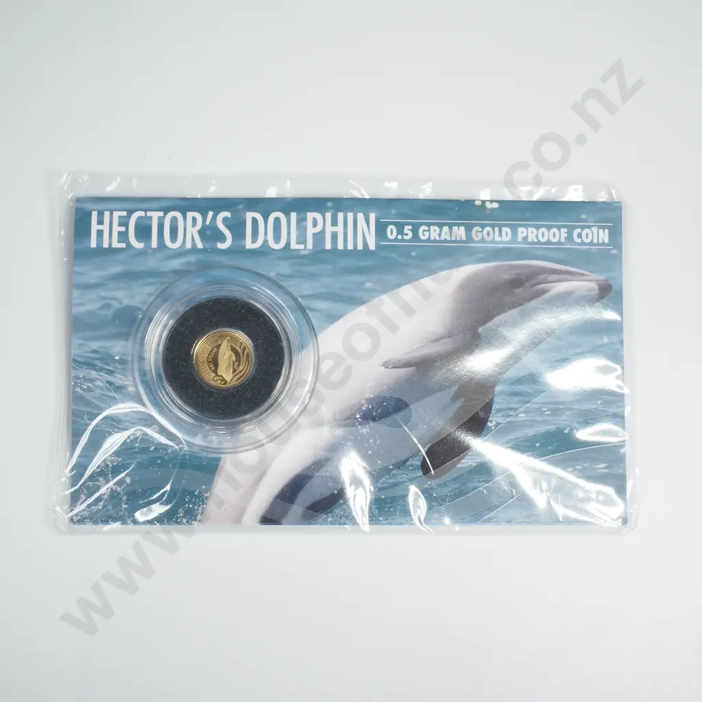 NZ Hectors Dolphin .5 Gram Fine Gold Proof Coin Image 1++