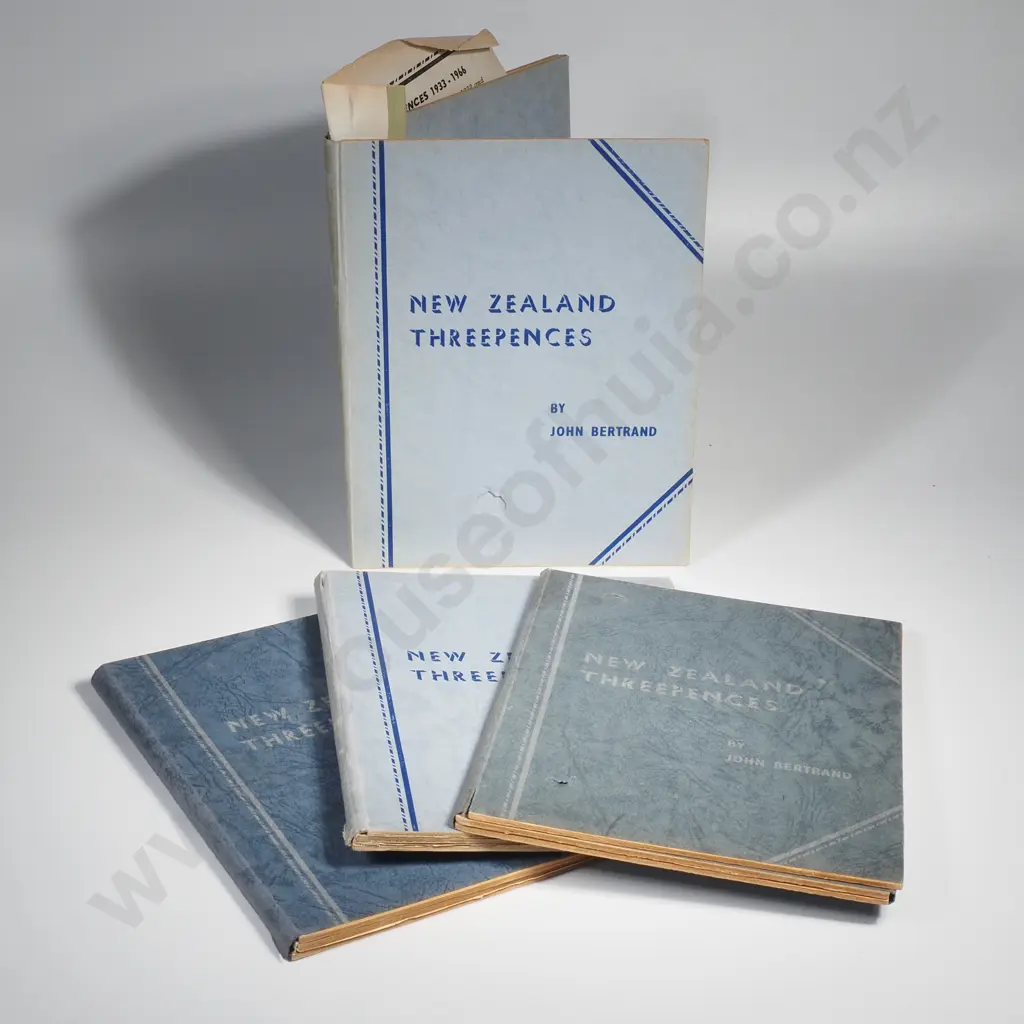 Four Partially Complete John Bertrand NZ Threepence Albums - Average to Poor Condition - No Silver Coins Image 1++