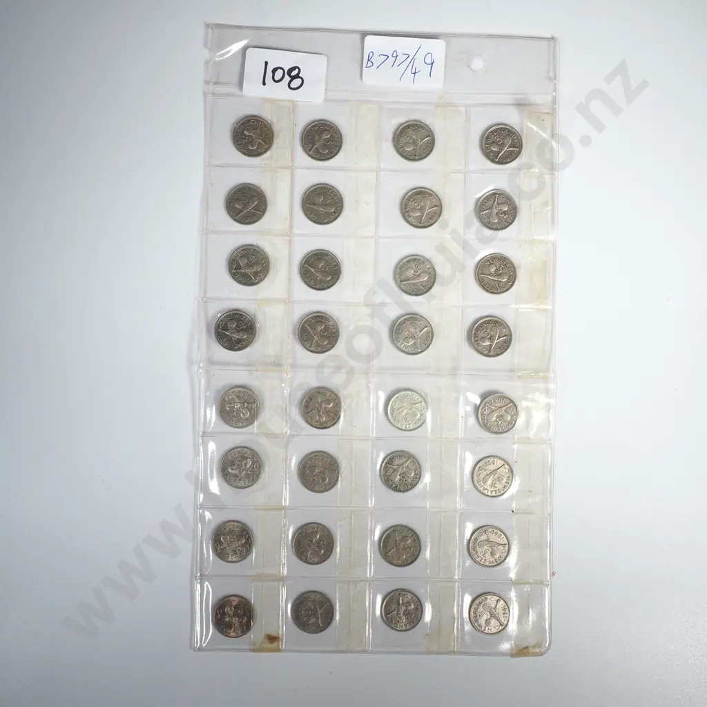 Complete Set of NZ threepences - INCLUDING 1935 Threepence Image 1++