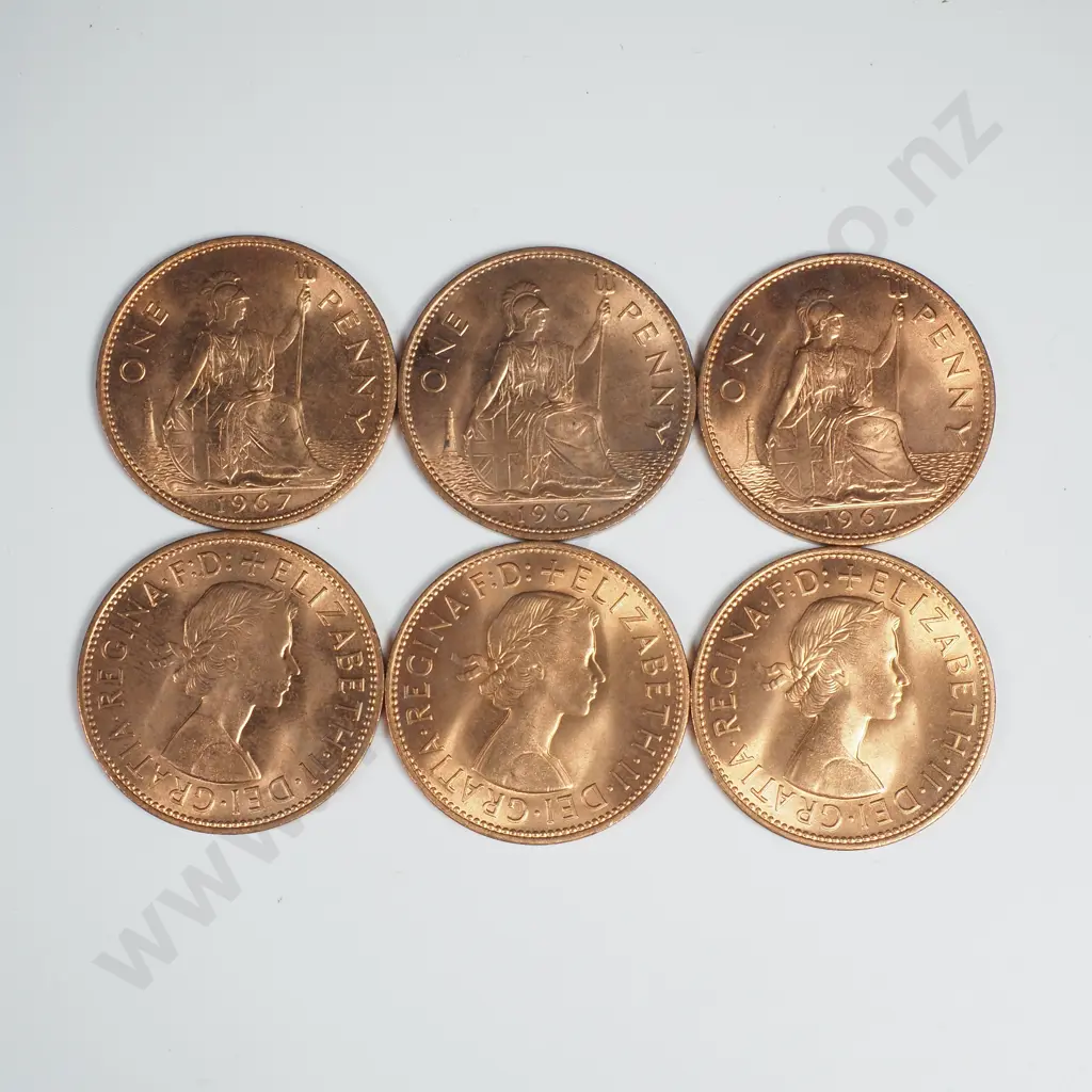 Six UNC UK Pennies  Image 1++