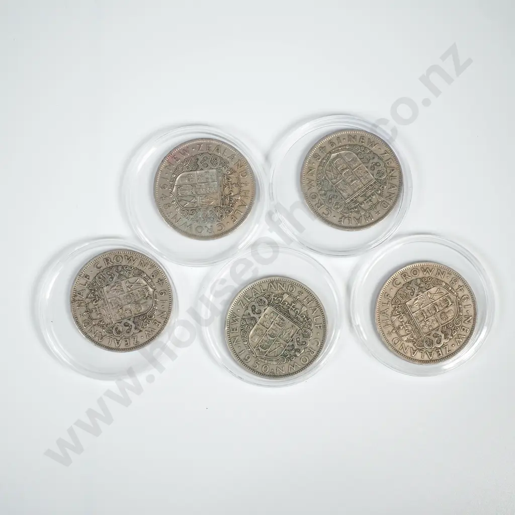 Five Post 47 NZ Half Crowns Image 1++