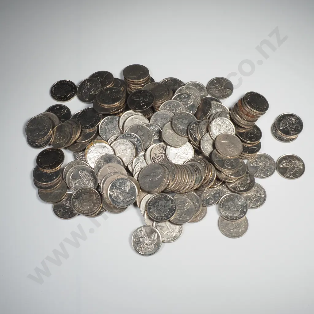 480 Grams of NZ Five Cent Coins Image 1++