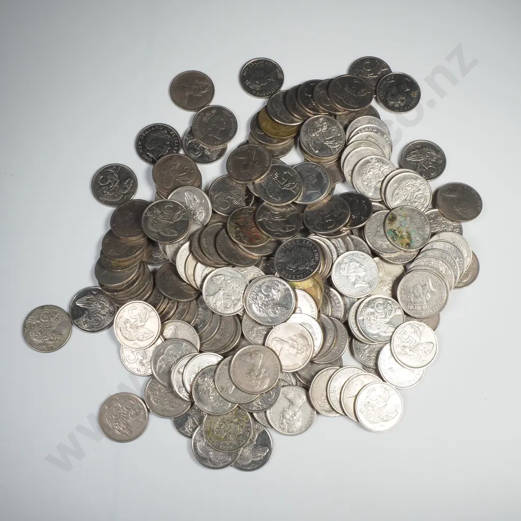 500 Grams of NZ Five Cent Coins Image 1++