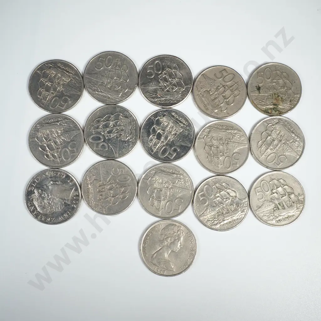 210 Grams of NZ 50 Cent Coins Image 1++